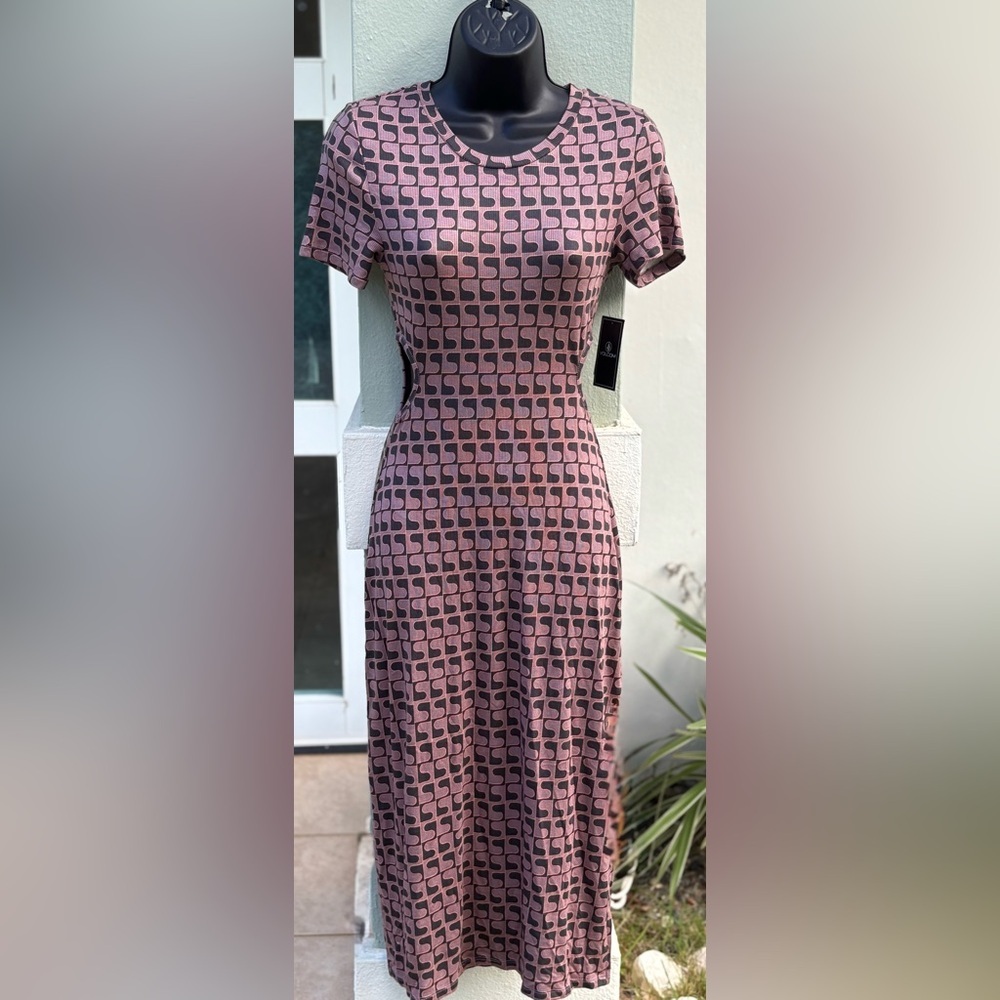NWT Volcom Geometric Cut Out Midi Disco Rodeo Dress Purple and Black Size S - Picture 5 of 7